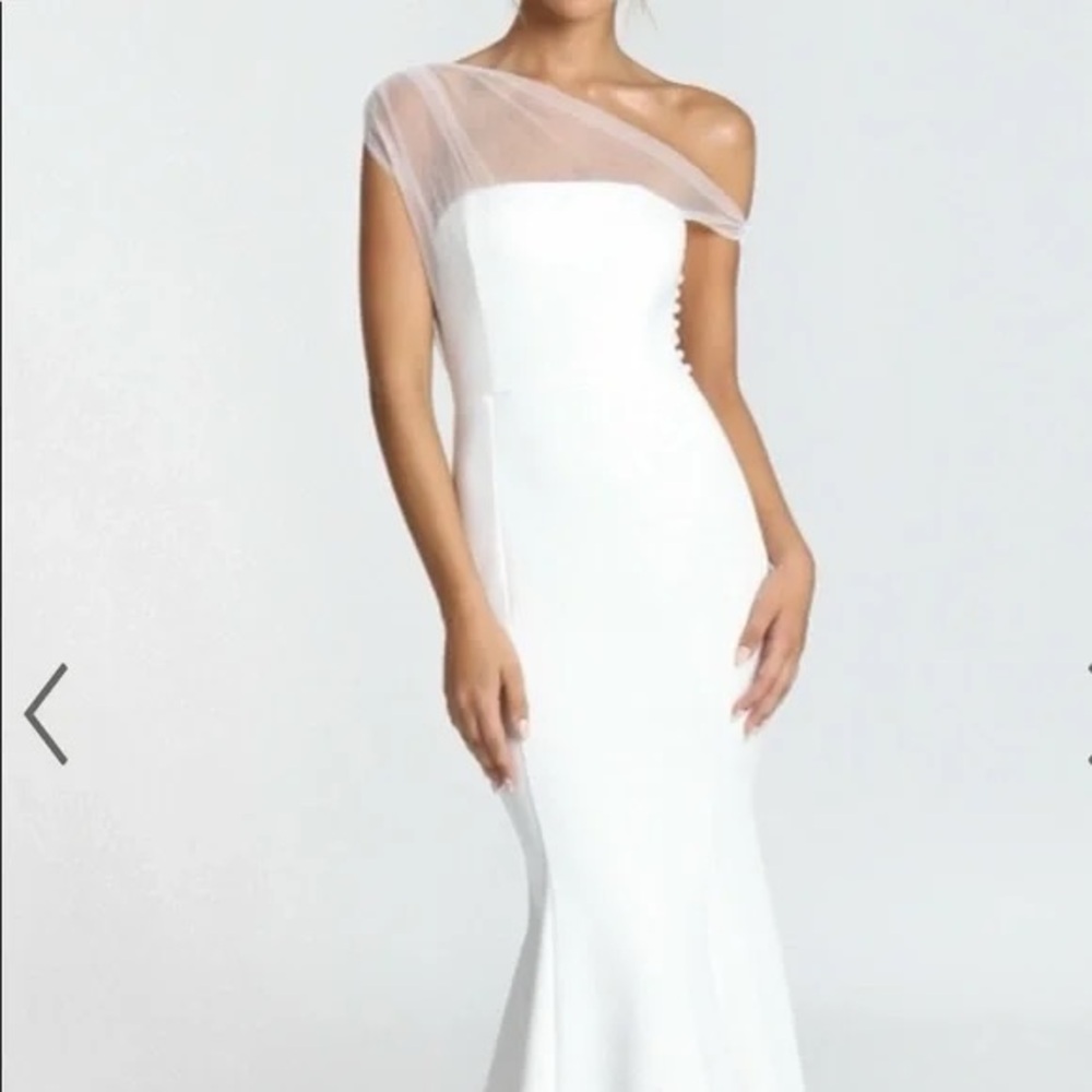 Showpo White One-Shoulder Wedding Dress - Picture 3 of 7